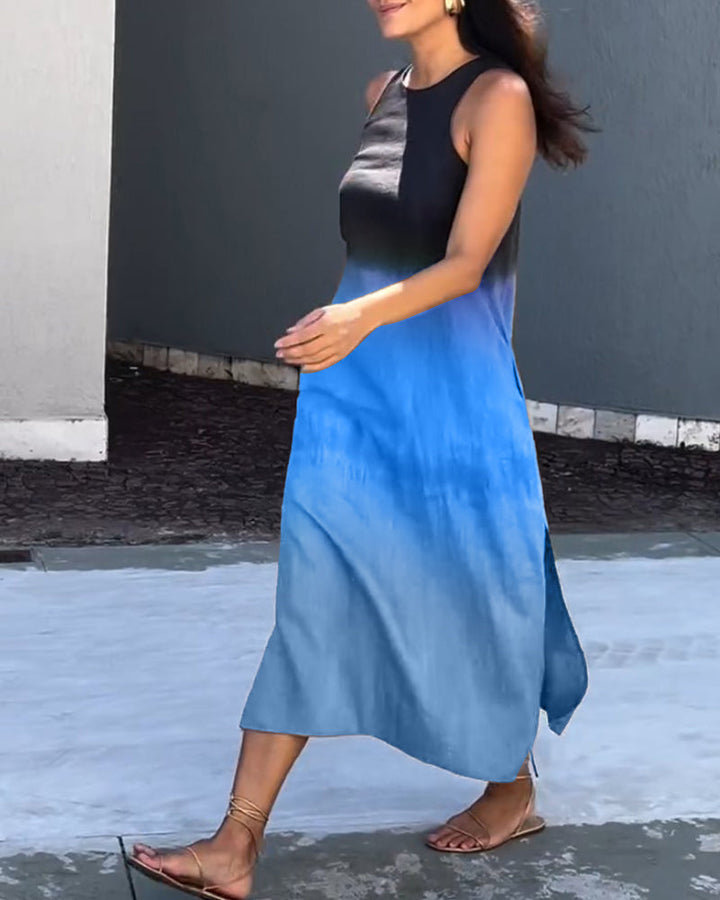 Anette | Tanpa Lengan, Leher Bulat Gaun Degrade