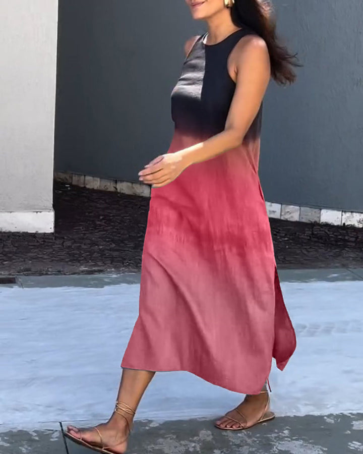 Anette | Tanpa Lengan, Leher Bulat Gaun Degrade