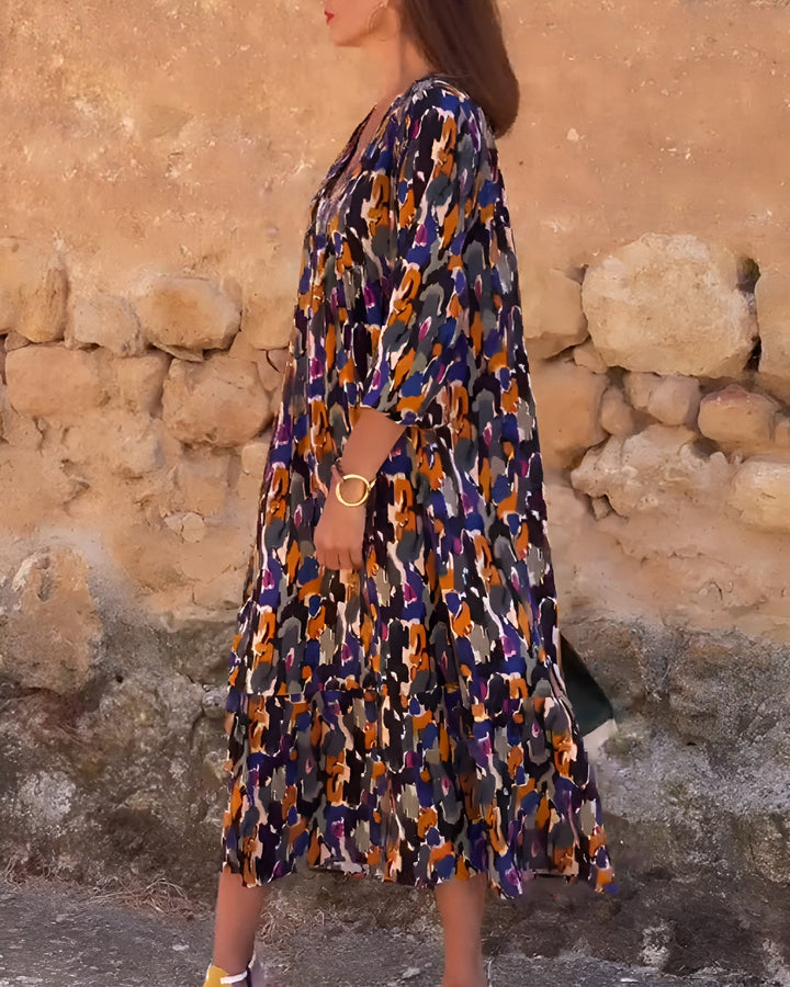 Nathalie | Dress V-Neck Bergaya Retro