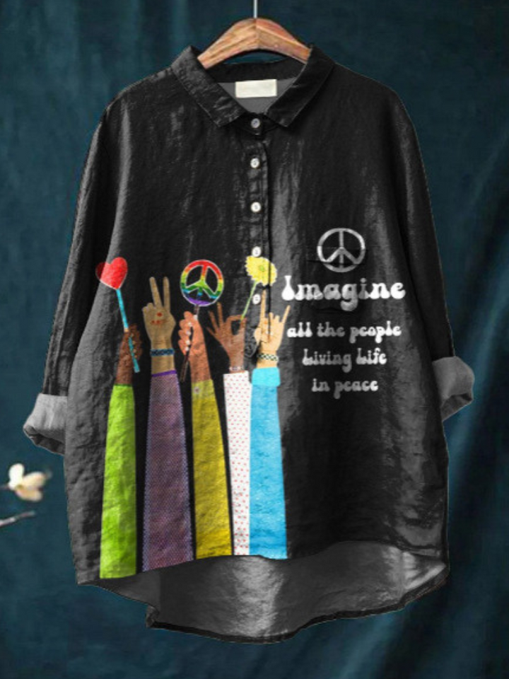 Kemeja T-Shirt Seni Hippie Damai