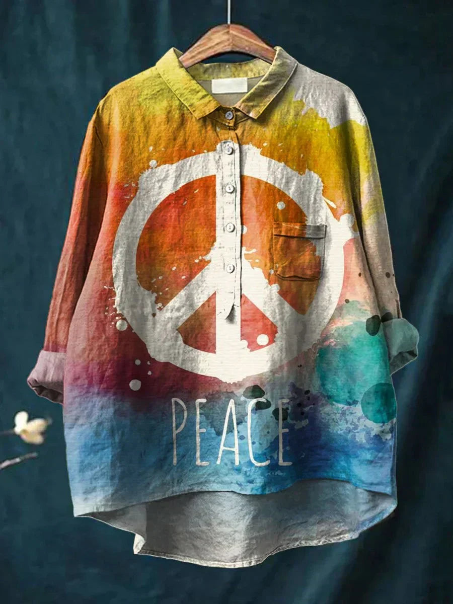 Kemeja T-Shirt Seni Hippie Damai