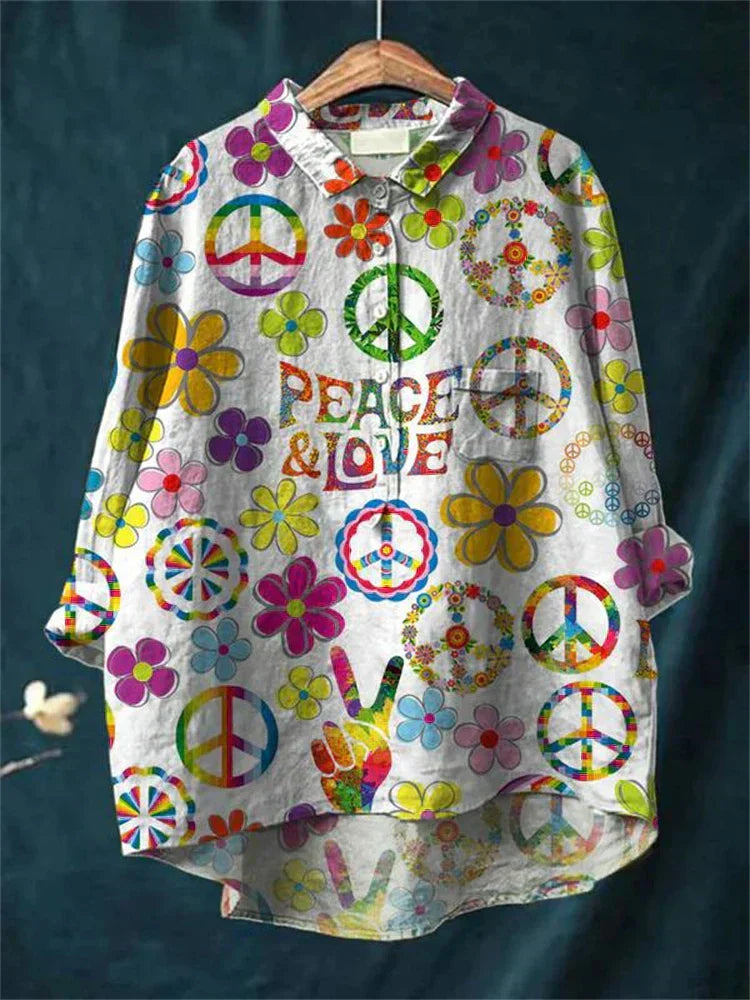 Kemeja T-Shirt Seni Hippie Damai
