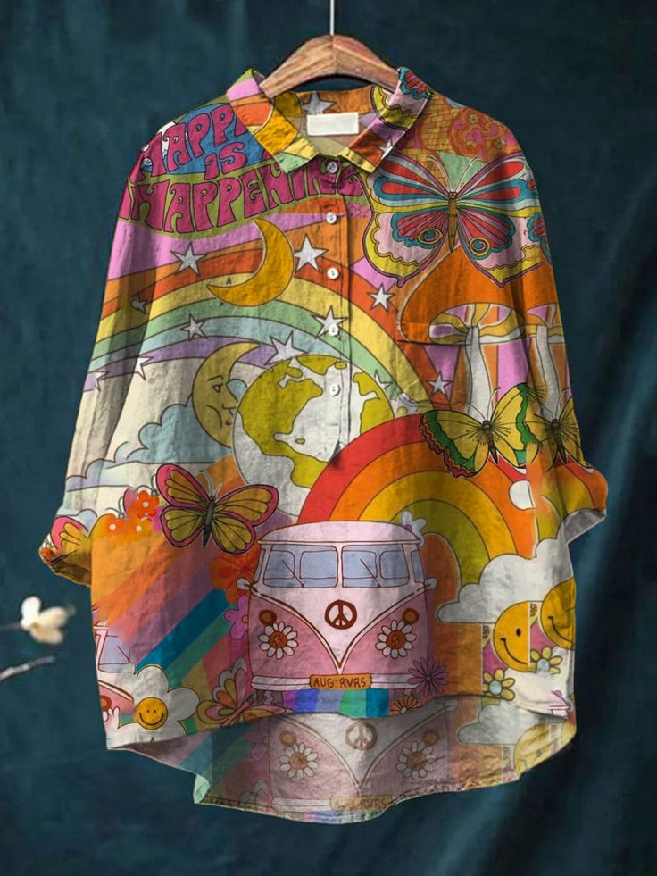 Kemeja T-Shirt Seni Hippie Damai