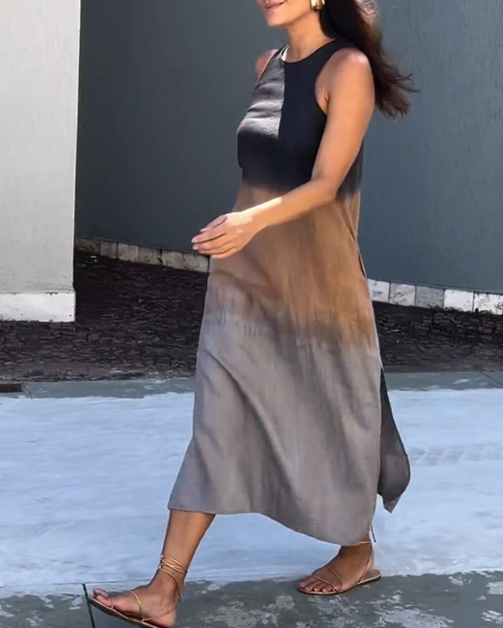 Anette | Tanpa Lengan, Leher Bulat Gaun Degrade