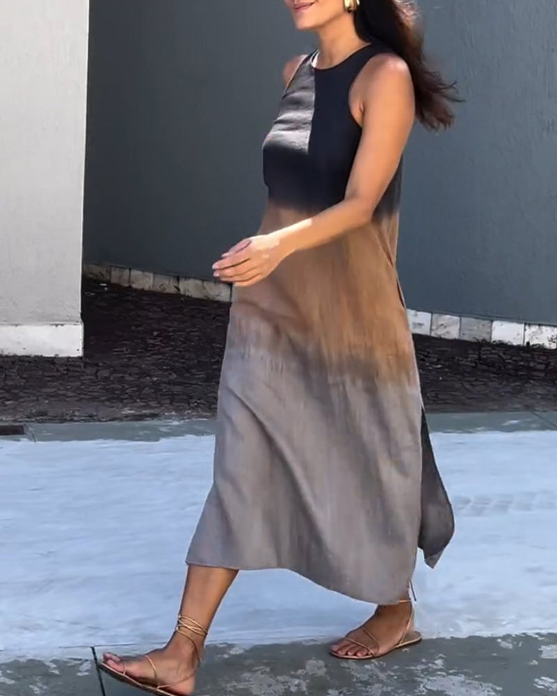 Anette | Tanpa Lengan, Leher Bulat Gaun Degrade