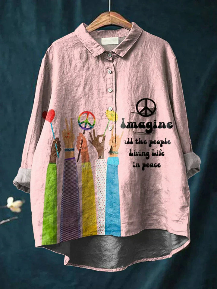 Kemeja T-Shirt Seni Hippie Damai