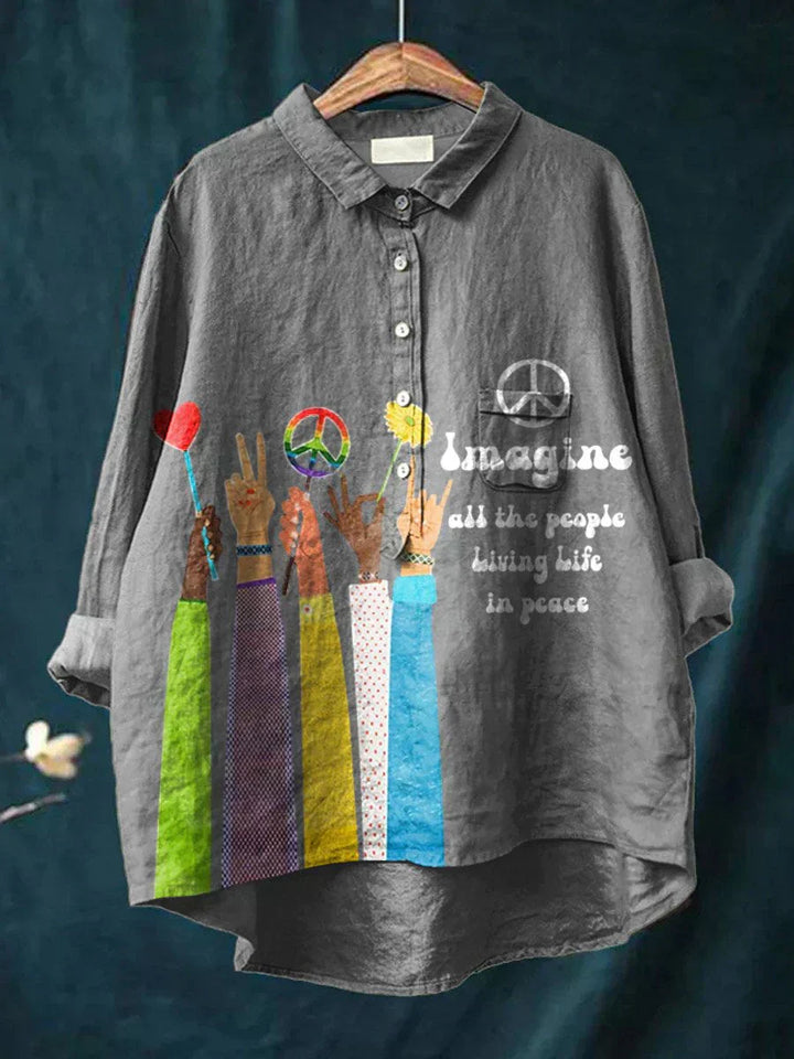 Kemeja T-Shirt Seni Hippie Damai